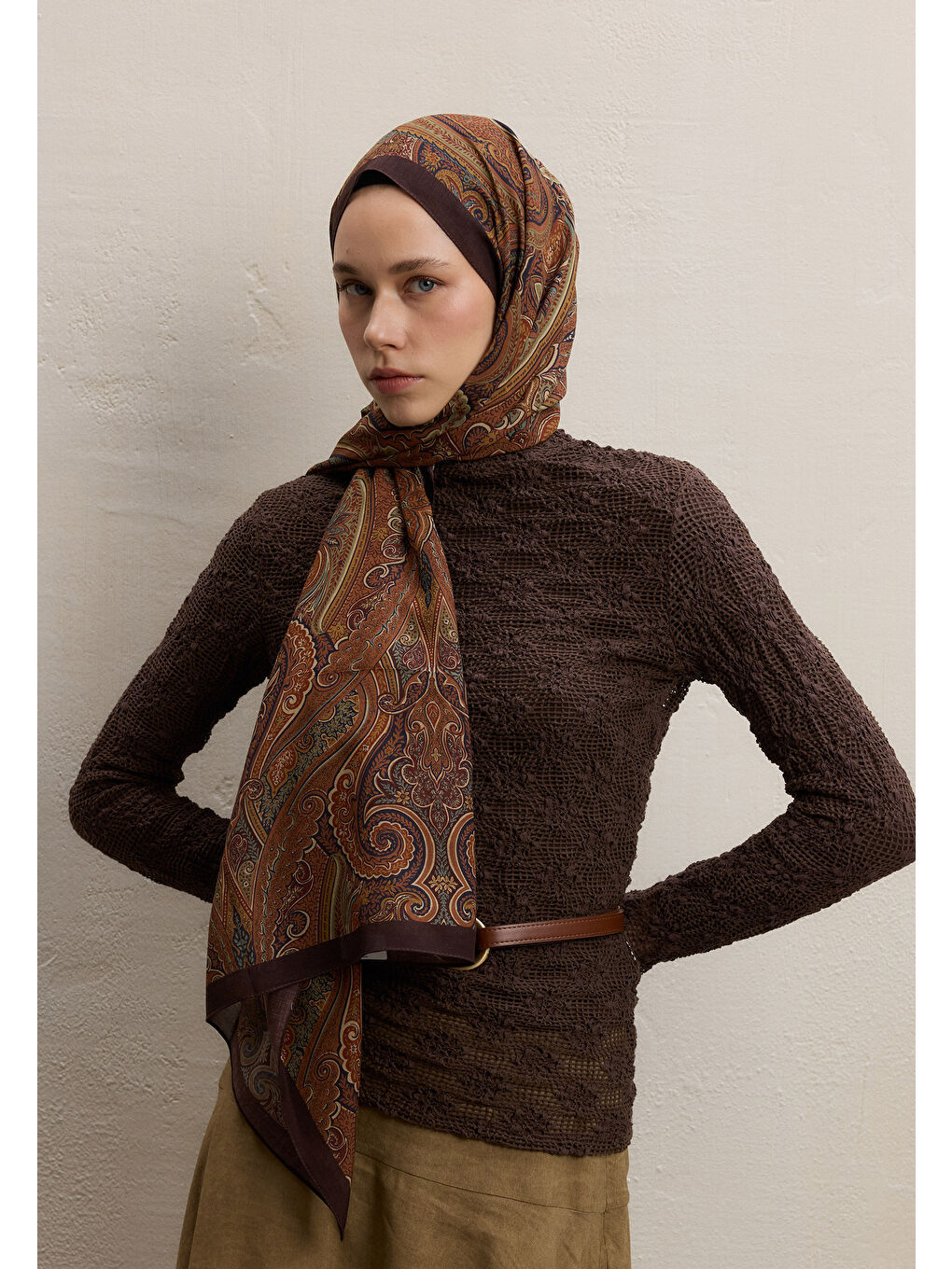 Kahverengi Ember Desen Şal Kiremit-2