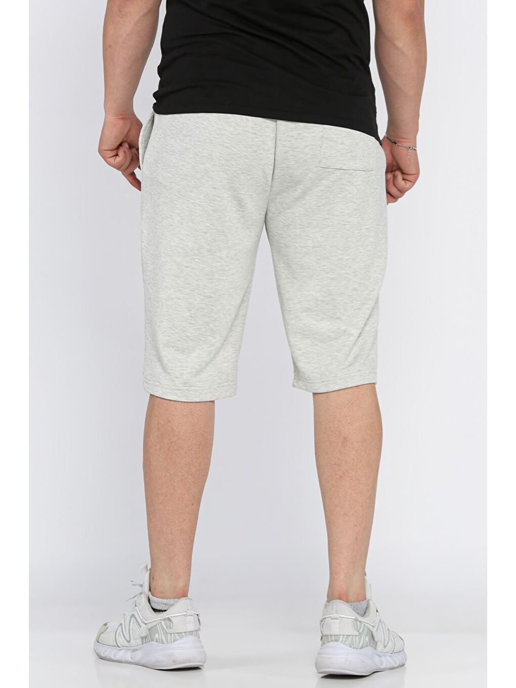 Gri Erkek Bel Bağcıklı Şort-2