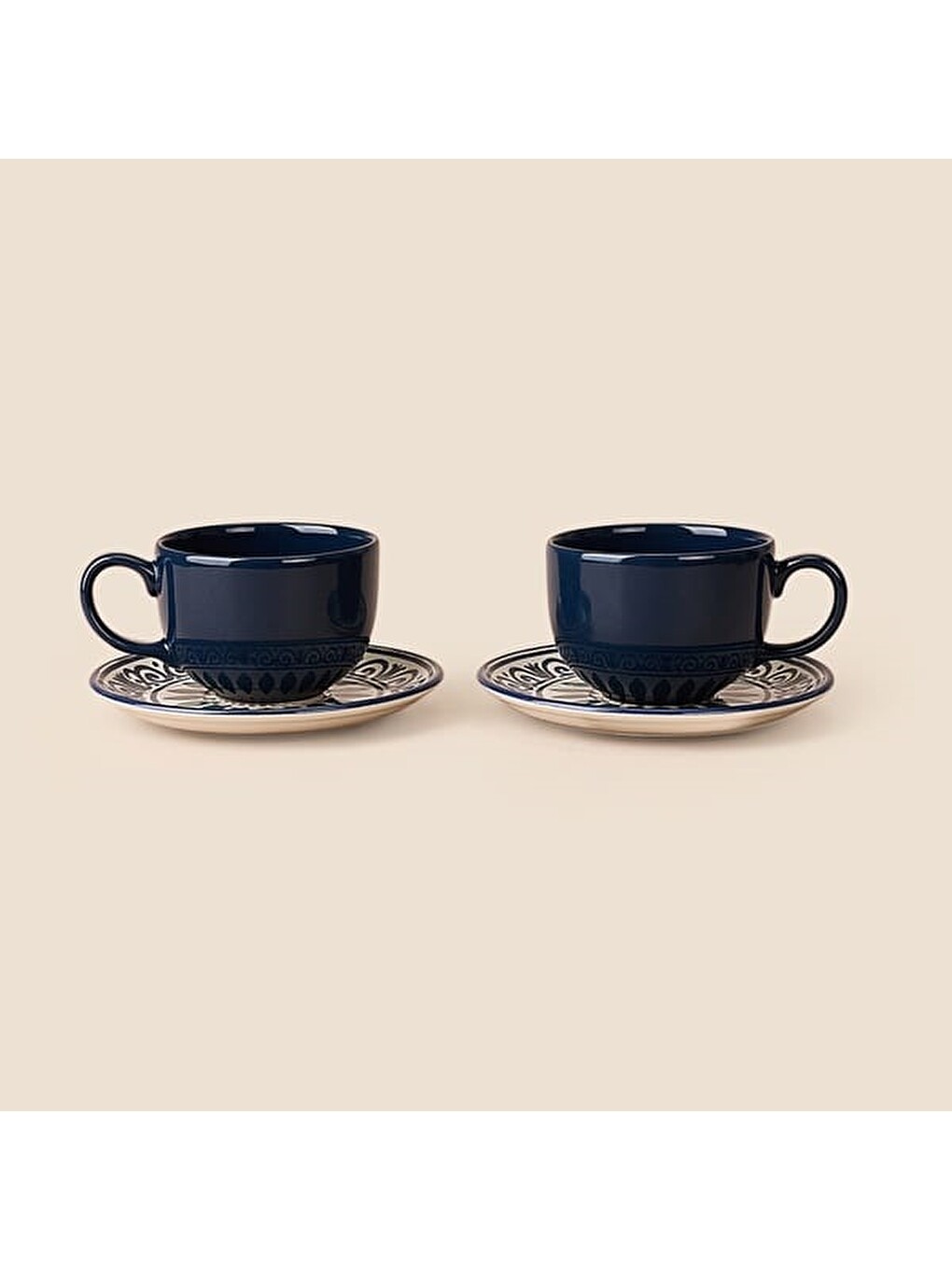 Karışık 2'li Stoneware Çay Ve Latte Fincan Seti - Renkli-1