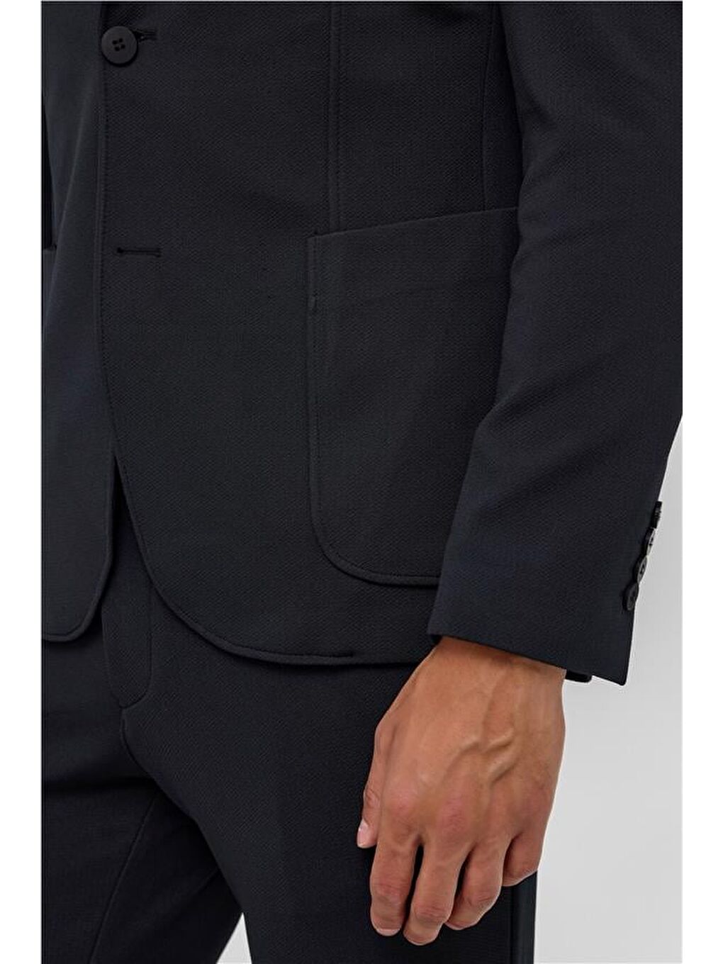 Siyah Slim Fit Düz 6 Drop Spor Takım Elbise-4