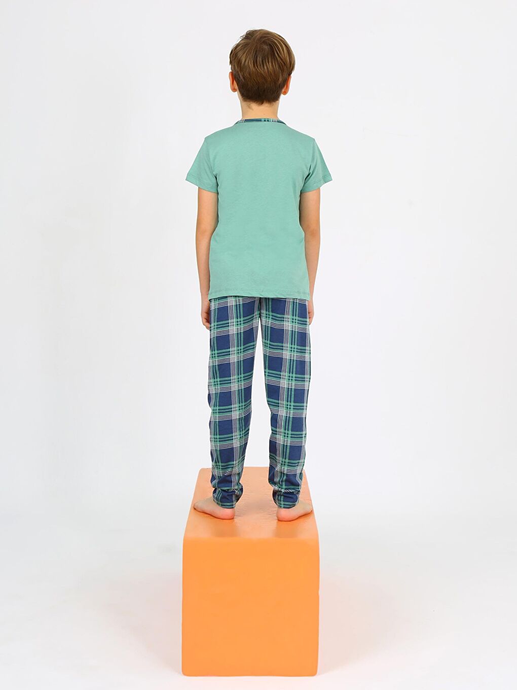 Yeşil Erkek Çocuk Kısa Kollu %100 Pamuklu Düğme Detaylı Cool Boy Pijama Takımı-2