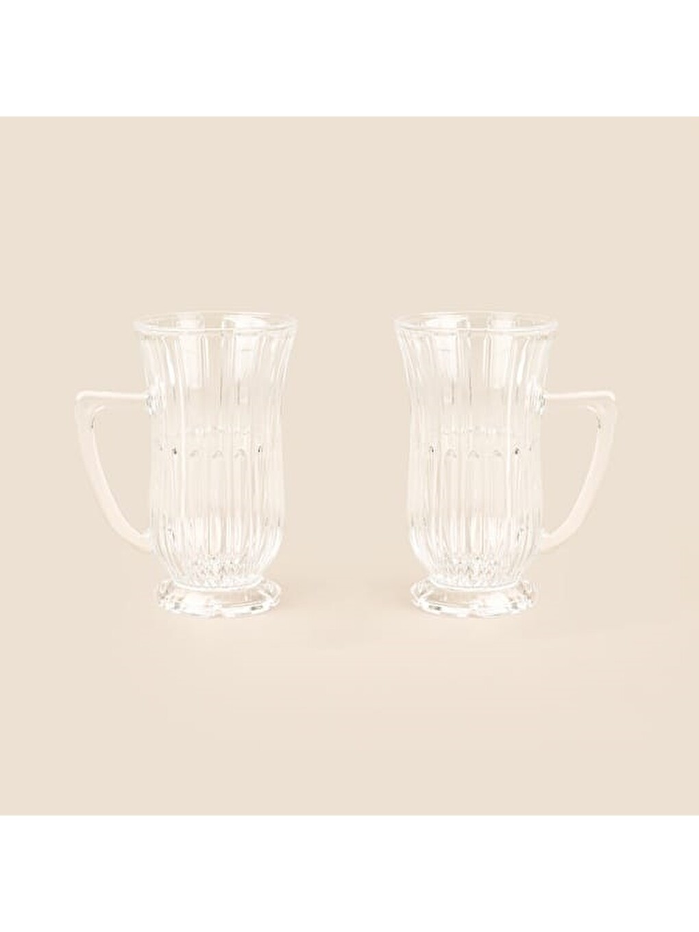 Renksiz Glamour 2'li Kulplu Çay Fincanı - Şeffaf - 155 Ml