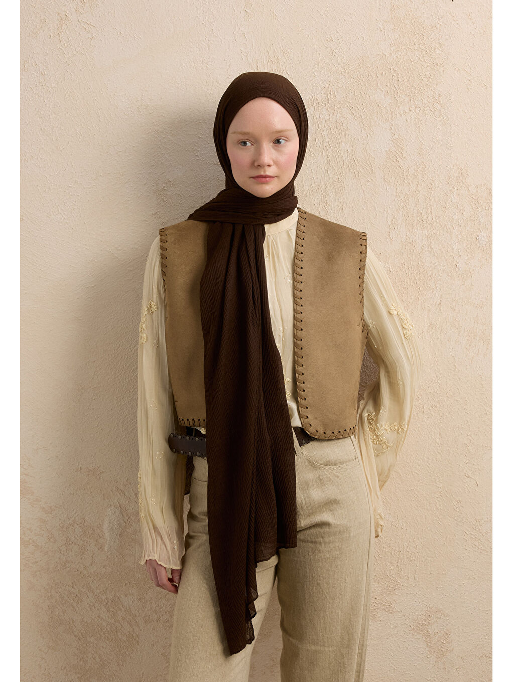 Kahverengi Modal Krinkıl Şal Acı Kahve-1