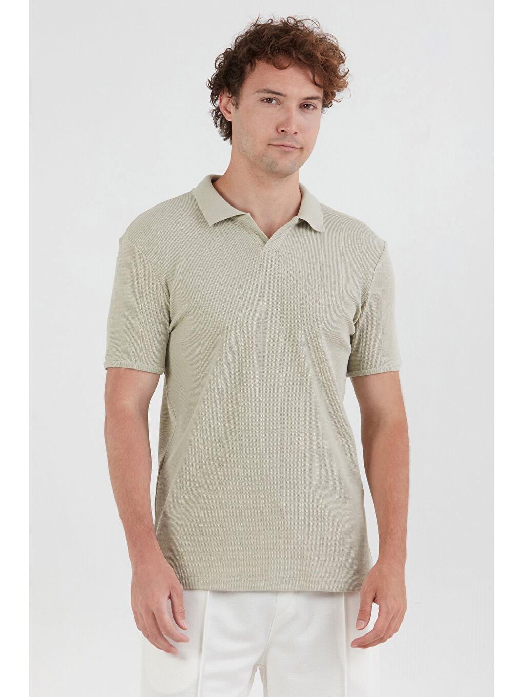 Turkuaz Waffle Kumaş Polo Yaka Tişört