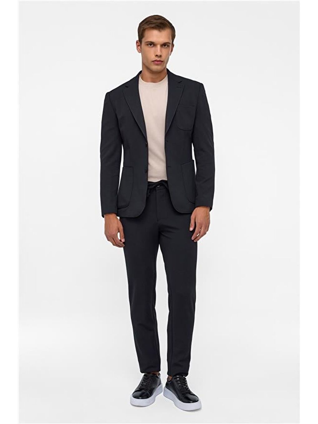 Siyah Slim Fit Düz 6 Drop Spor Takım Elbise-9