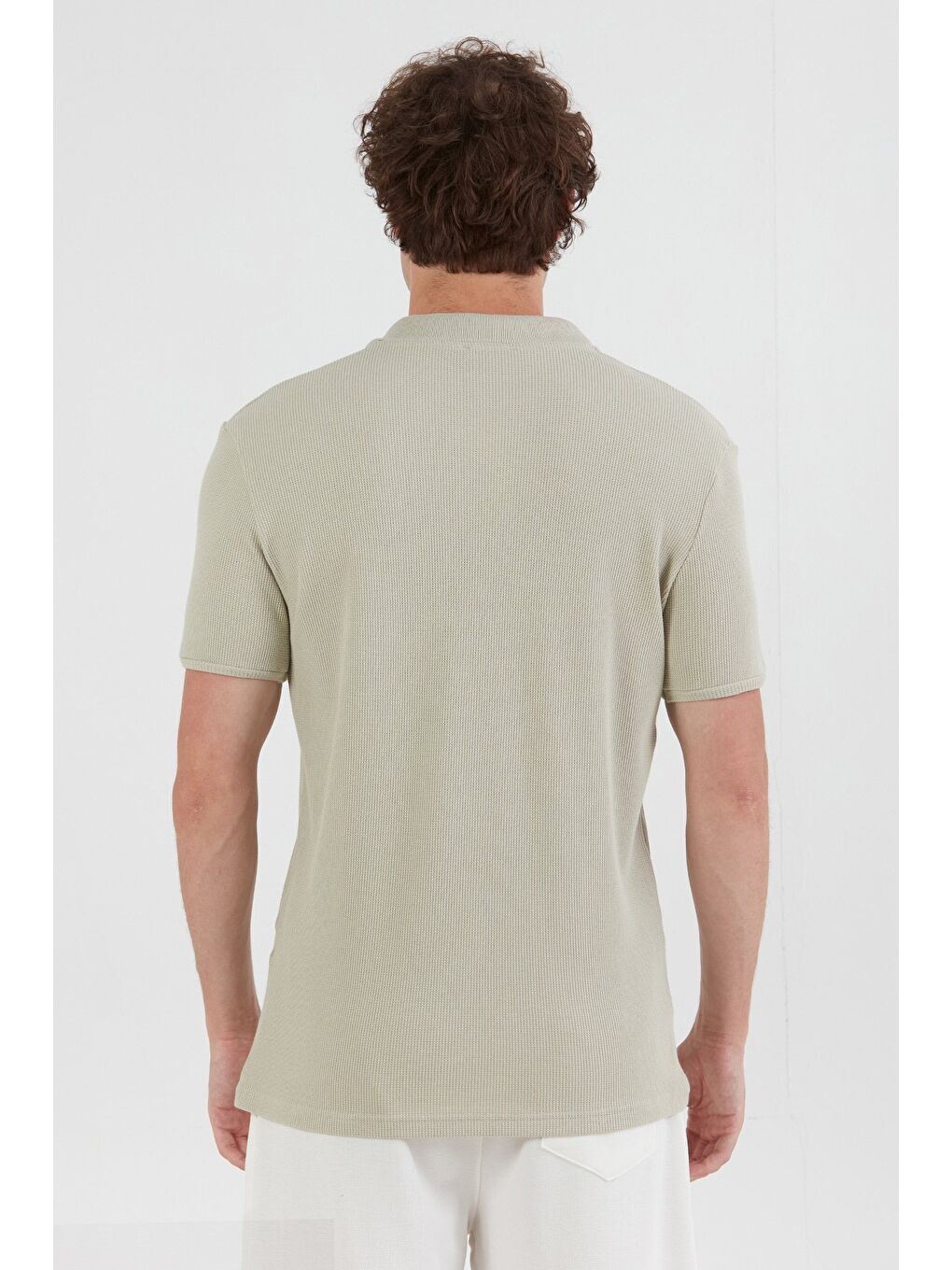 Turkuaz Waffle Kumaş Polo Yaka Tişört-3