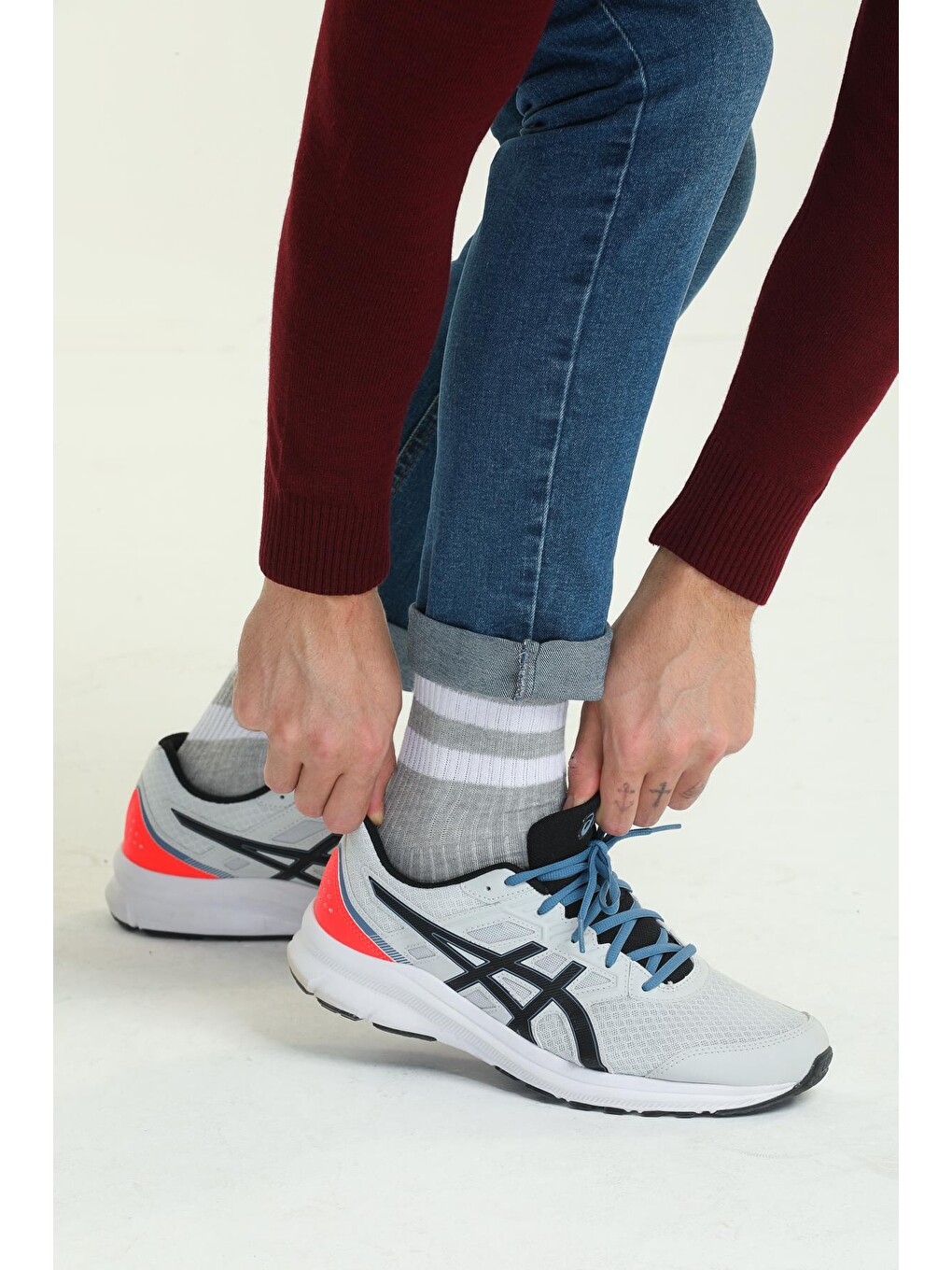 Renksiz 5'li paket beyaz çizgili farklı renklerde kısa soket Erkek Unisex Çorap-3