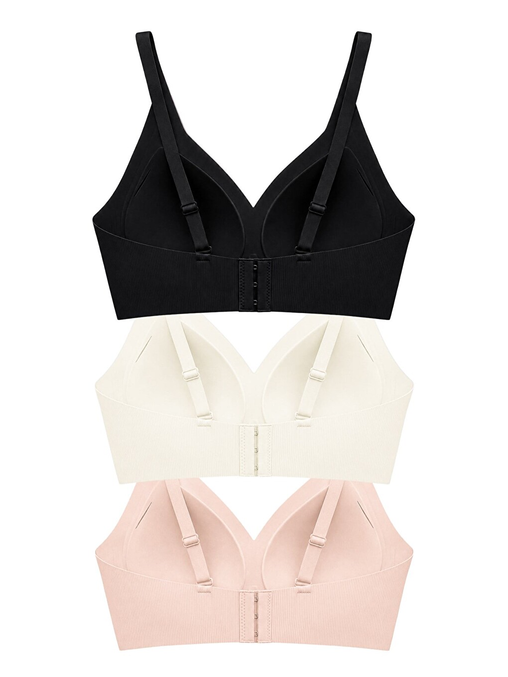 Karışık Seamless Bra - Velora | Lazer Kesim Balensiz Rib Dokulu Dikişsiz Kadın Sütyen 3'lü Paket-2-1