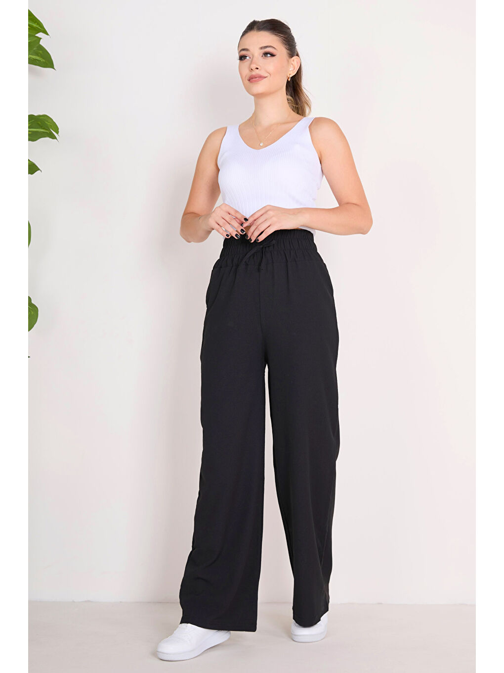 Beli Lastikli Pantolon Siyah - 27074