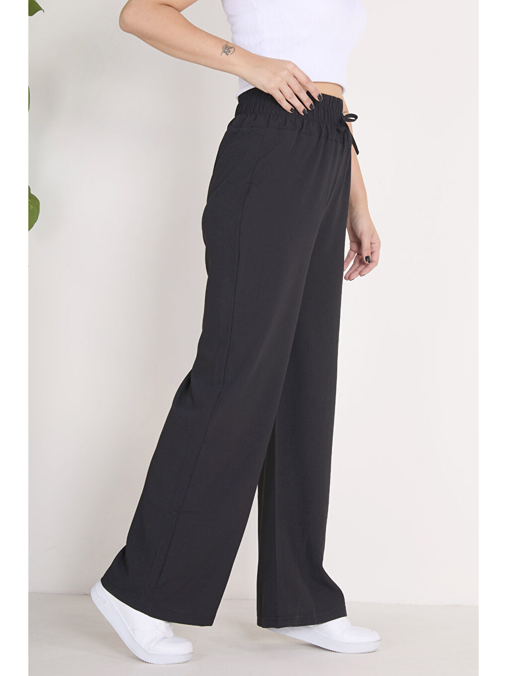 Beli Lastikli Pantolon Siyah - 27074-1