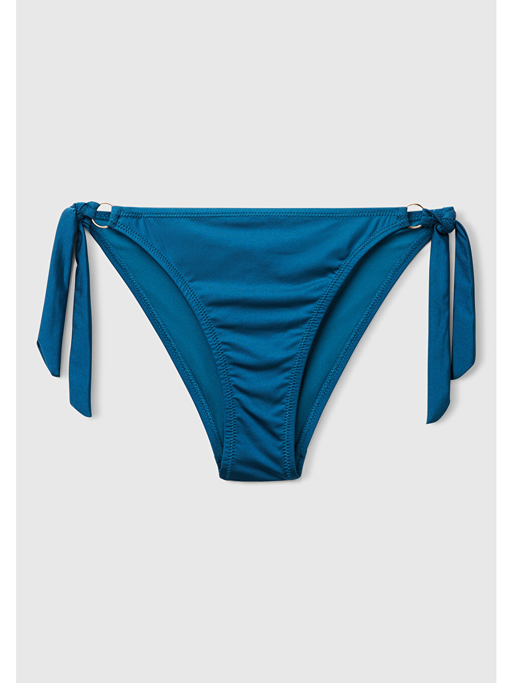 Kadın Petrol Mavisi Parlak Elastanlı Detaylı Yandan Bağlamalı Brezilya Bikini Altı