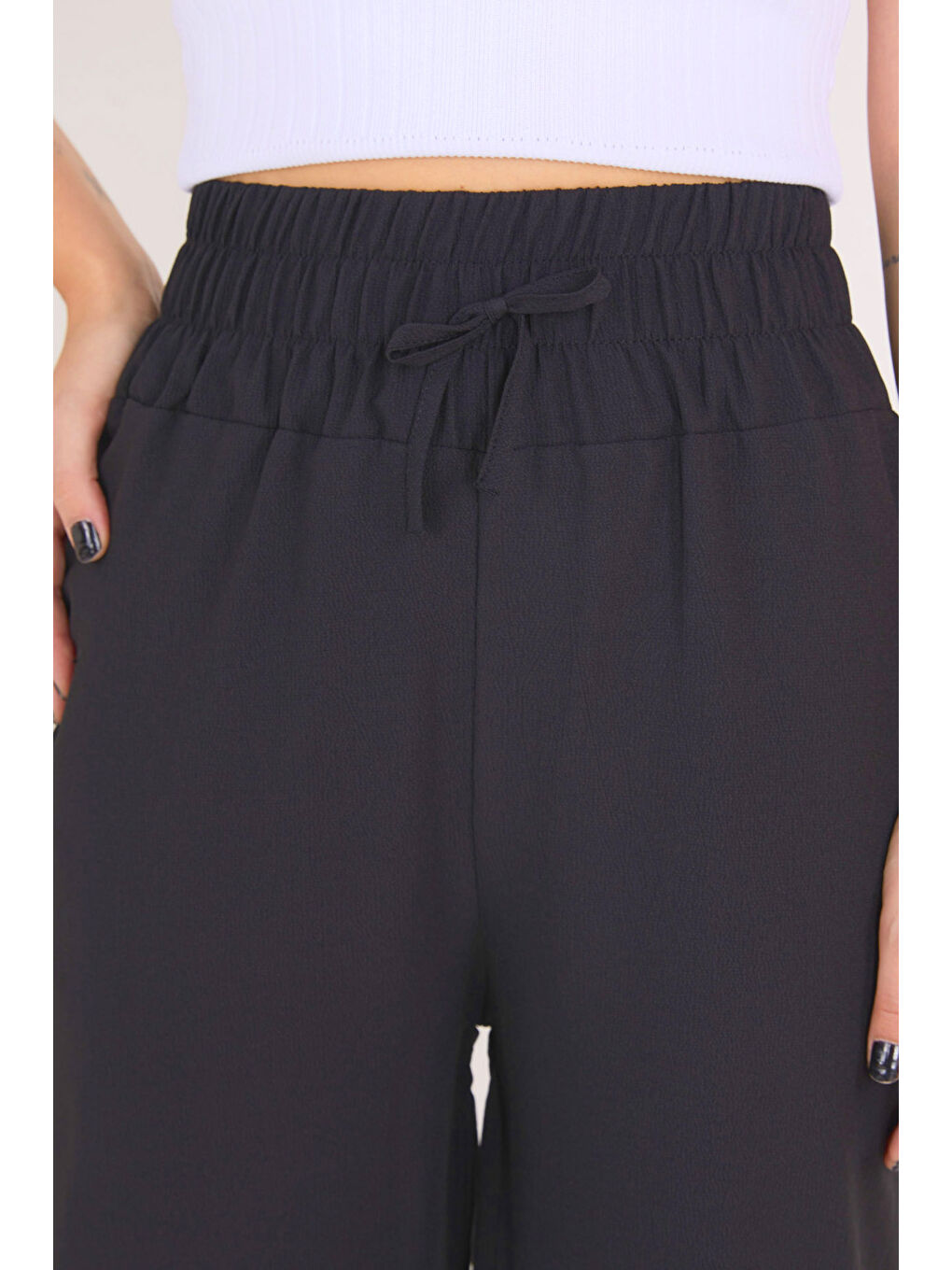 Beli Lastikli Pantolon Siyah - 27074-3