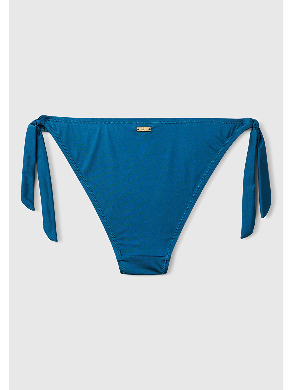 Kadın Petrol Mavisi Parlak Elastanlı Detaylı Yandan Bağlamalı Brezilya Bikini Altı-1