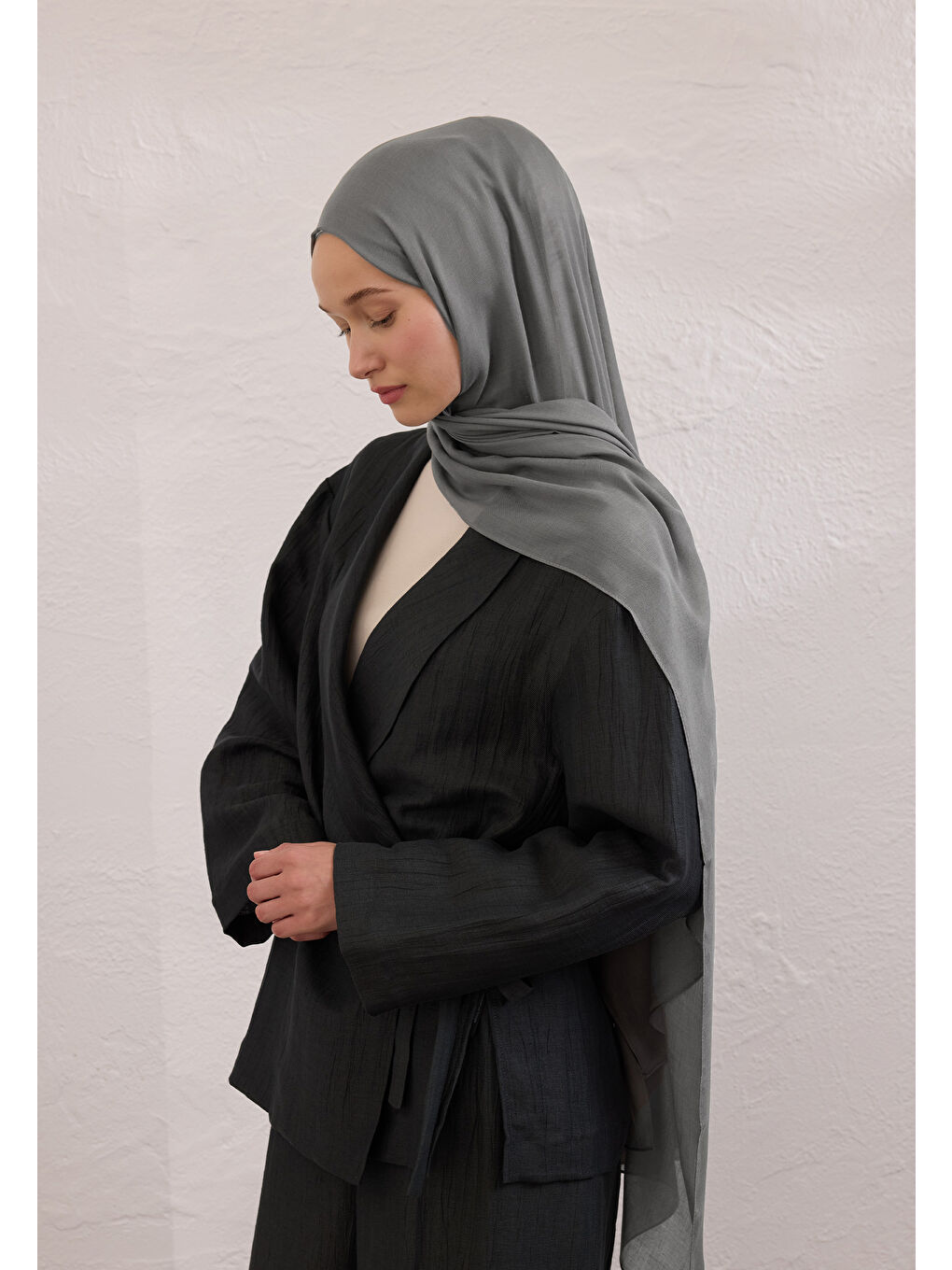 Soft Viskon Şal Koyu Gri-2