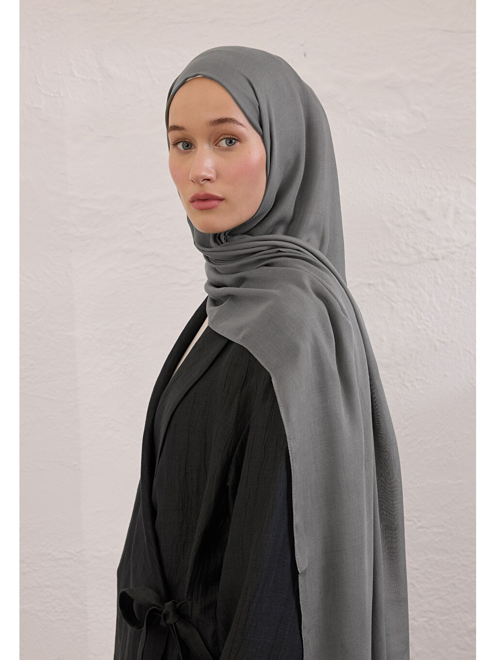 Soft Viskon Şal Koyu Gri-3