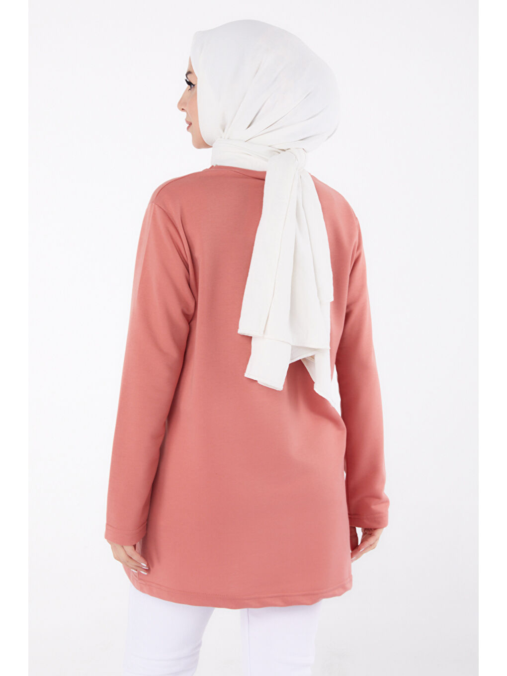 Pembe Baskılı Sweatshirt Gül - 13331-4