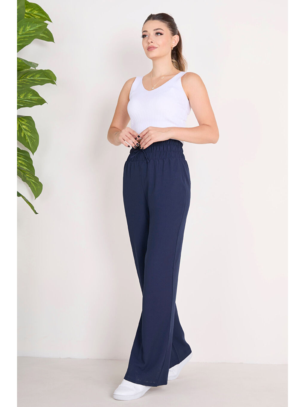 Beli Lastikli Pantolon Lacivert - 27074