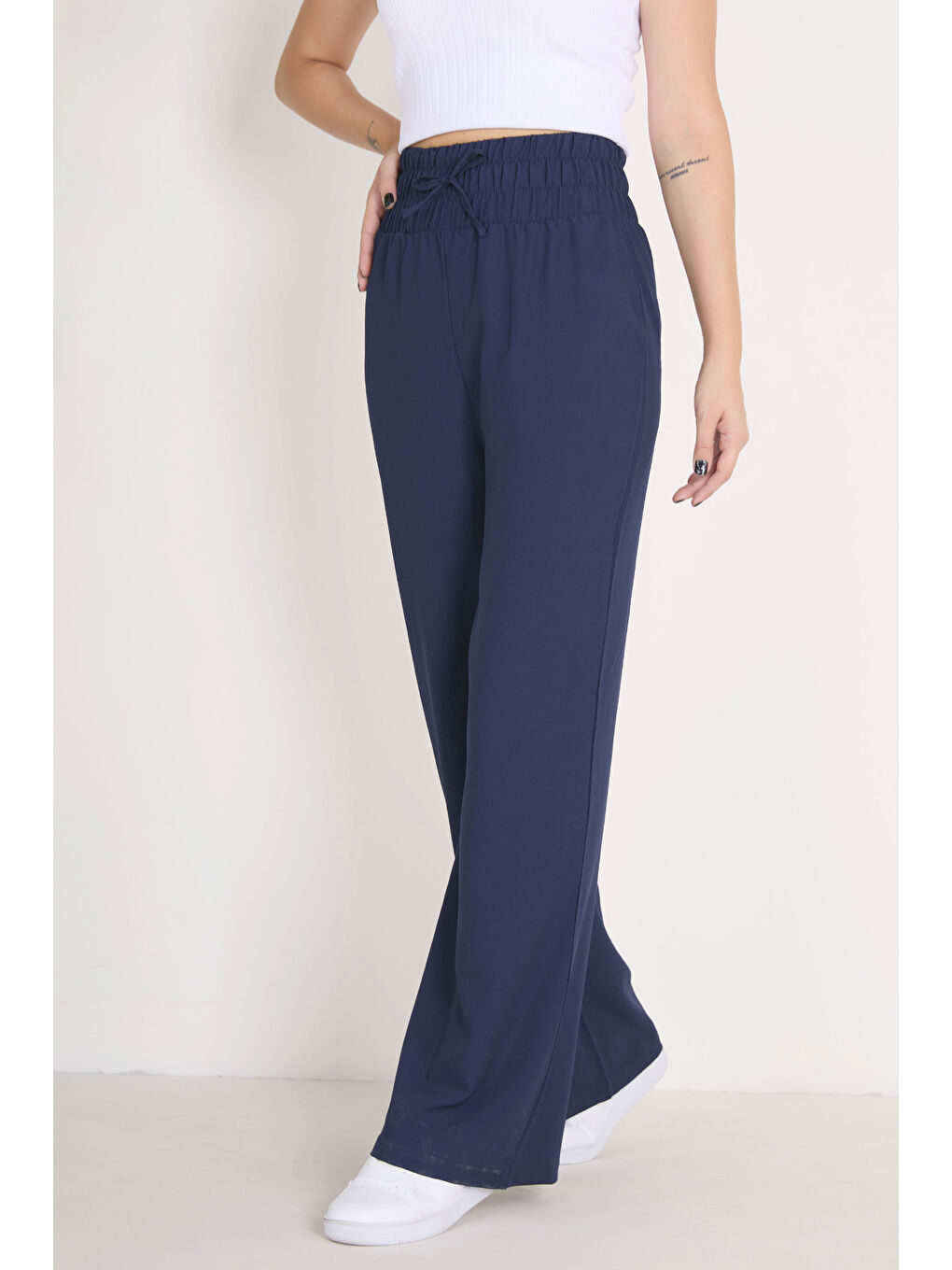 Beli Lastikli Pantolon Lacivert - 27074-1