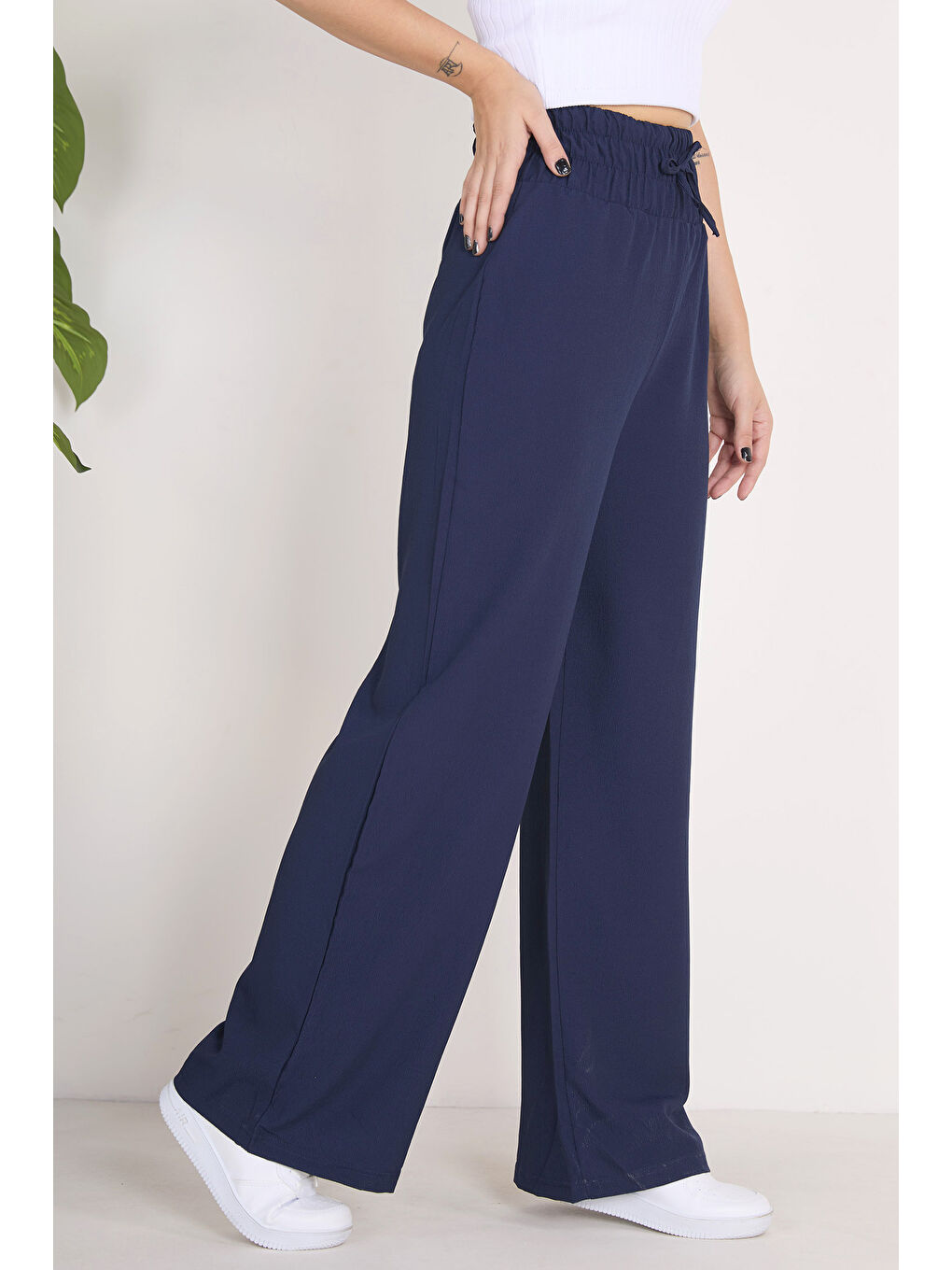 Beli Lastikli Pantolon Lacivert - 27074-2