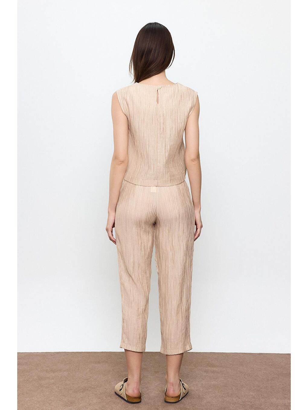 Bej Fitilli Havuç Pantolon-3