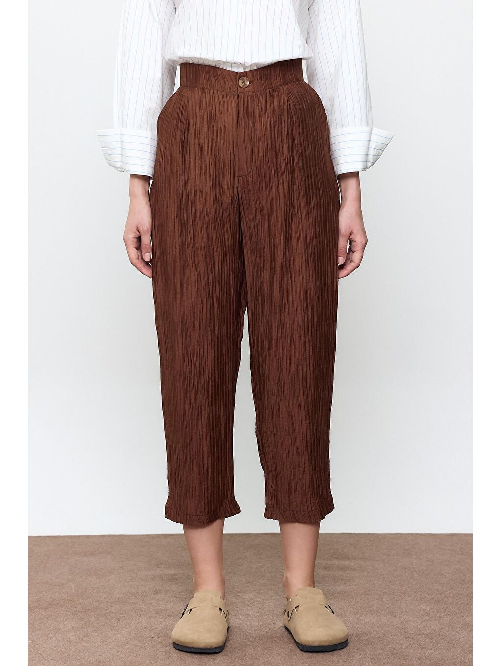 Kahverengi Fitilli Havuç Pantolon-2