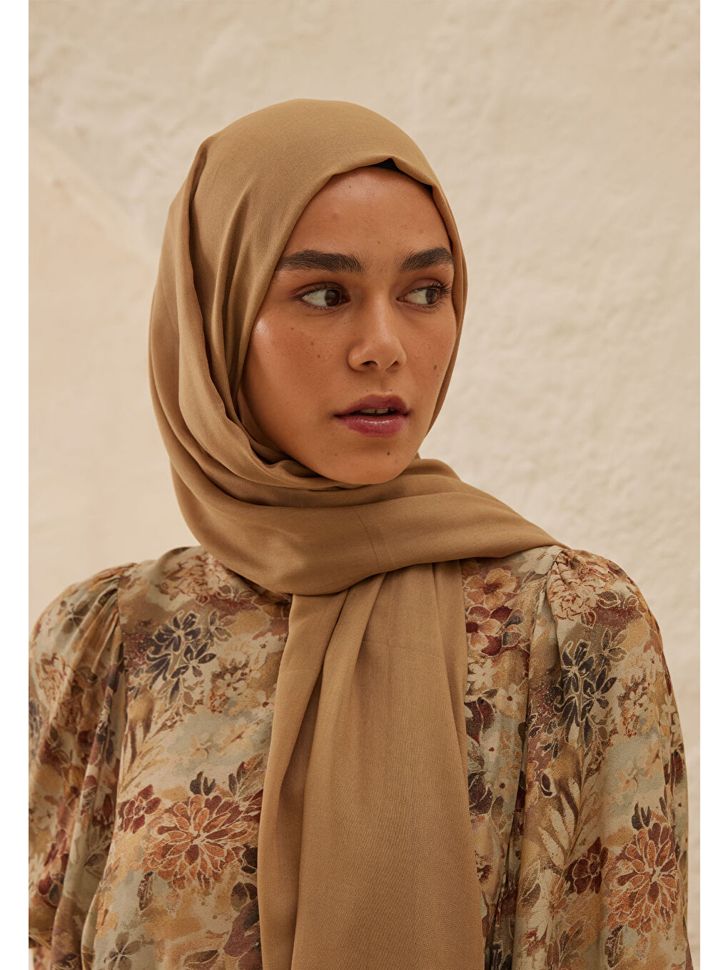 Kahverengi Rami Viskon Şal Bisküvi-1