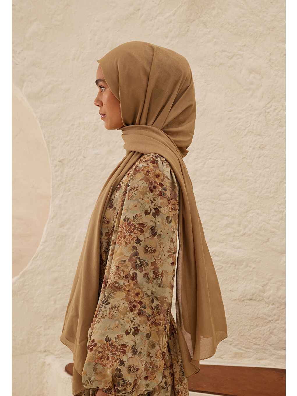 Kahverengi Rami Viskon Şal Bisküvi-2