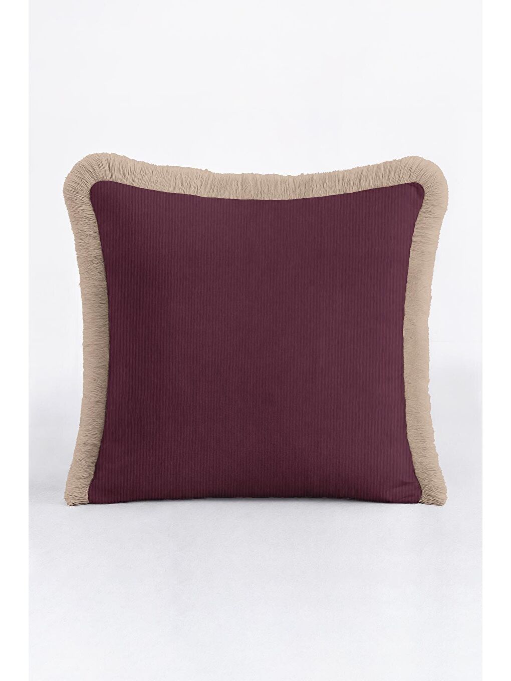 Karışık Zarif Lüks Mor Saçaklı Yastık Kılıfı - Modern Bordo Krem Püsküllü Kırlent Kılıfı-2