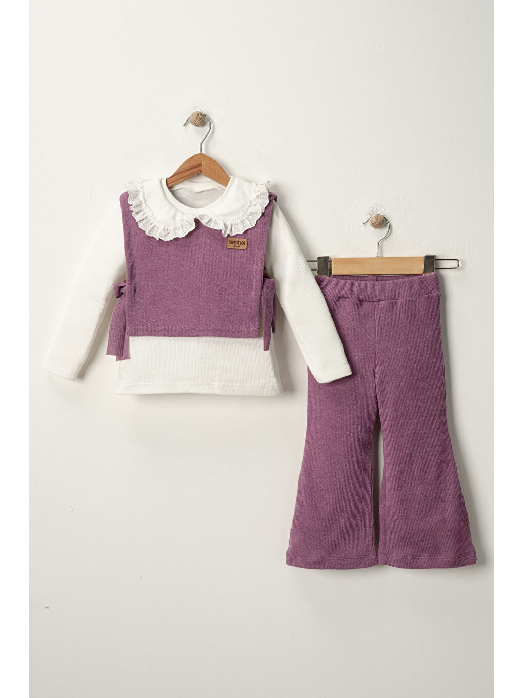 Pembe Kız Çocuk Bluzlu Süveterli Pantolonlu Üçlü Takım TKM.1004-6