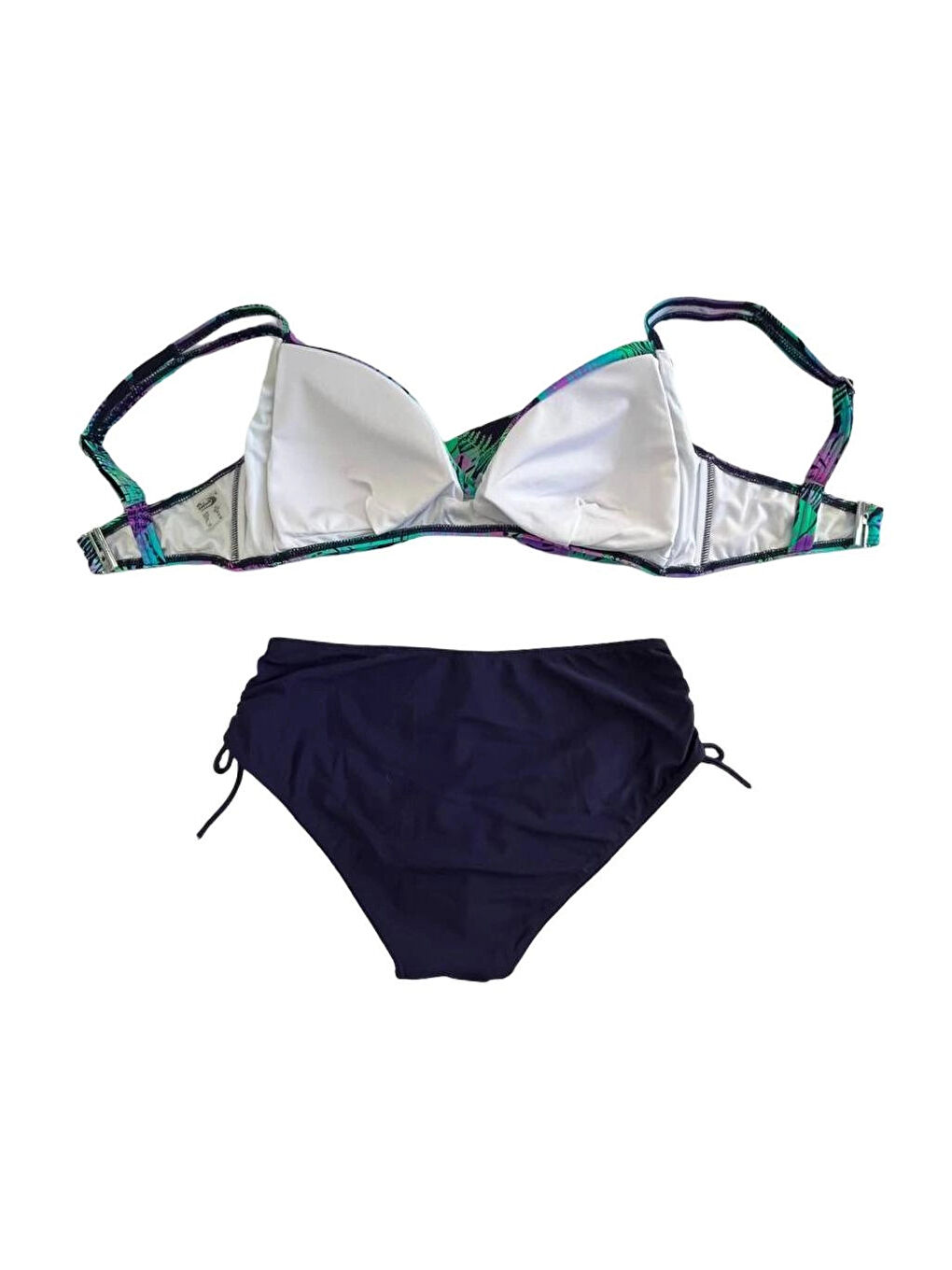Kadın Lacivert Turkuaz Desenli Astarlı Bikini Takımı HZL25S-LC3832-3