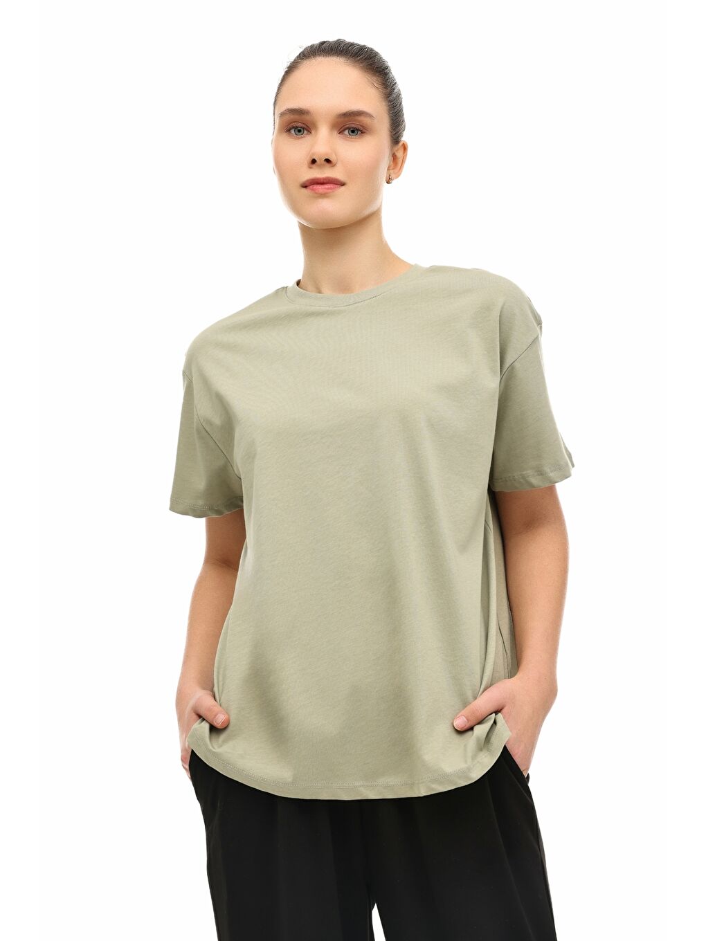 WB 11BANKO SN226 6FX Haki Kadın Kısa Kol T-Shirt