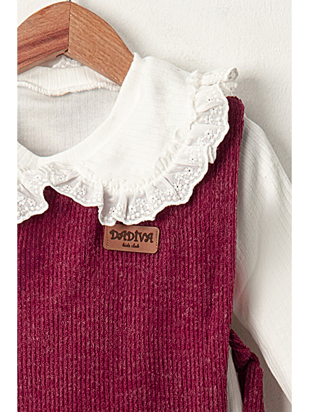 Bordo Kız Çocuk Bluzlu Süveterli Pantolonlu Üçlü Takım TKM.1004-4