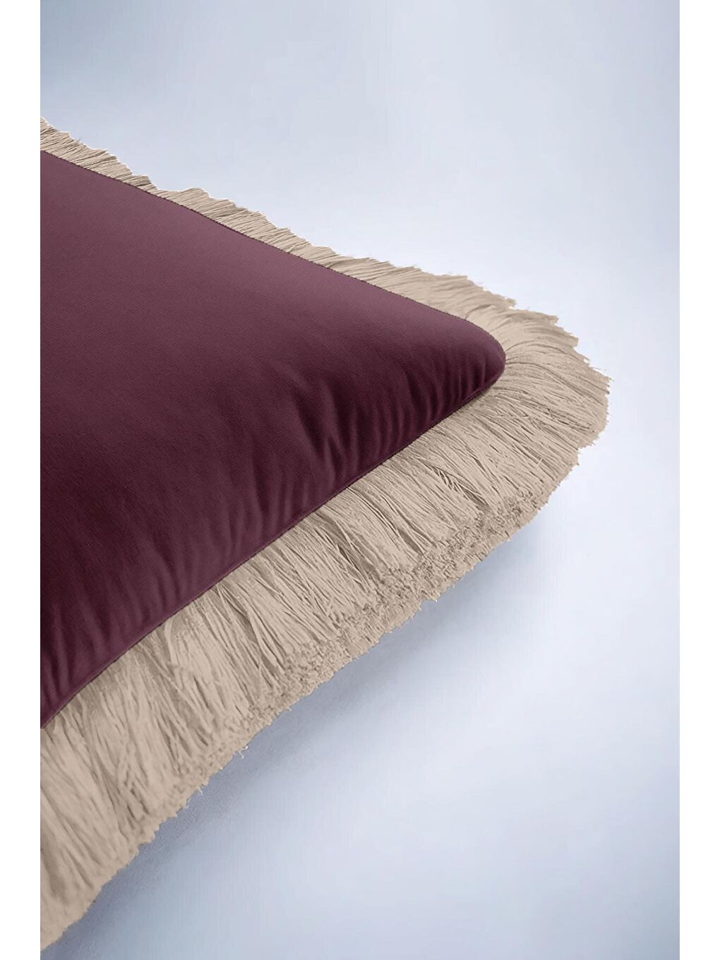 Karışık Zarif Lüks Mor Saçaklı Yastık Kılıfı - Modern Bordo Krem Püsküllü Kırlent Kılıfı-6
