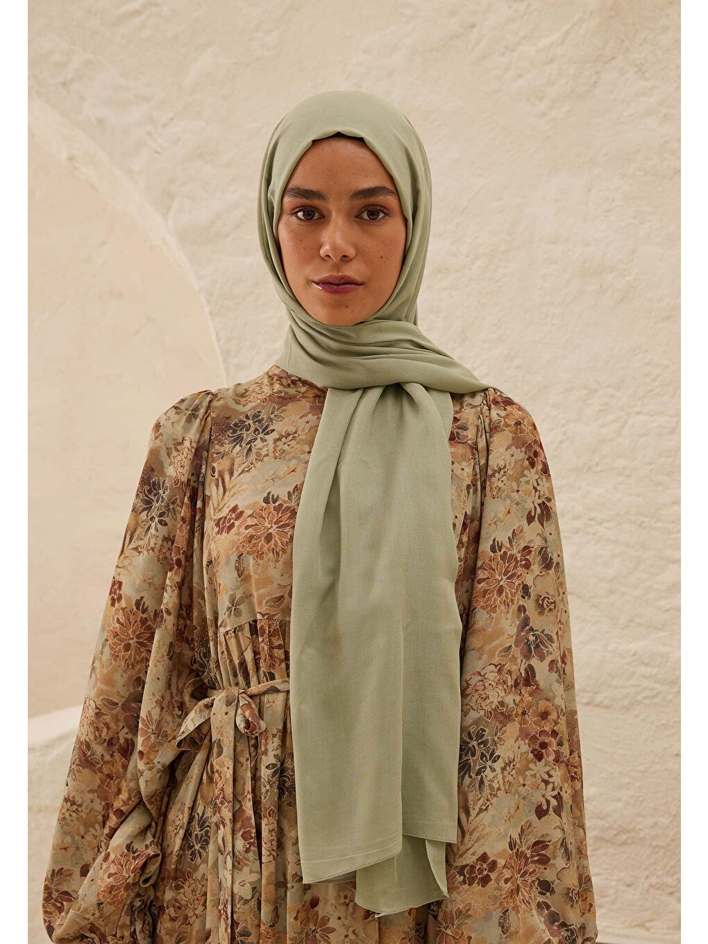 Rami Viskon Şal Uçuk Yeşil-1