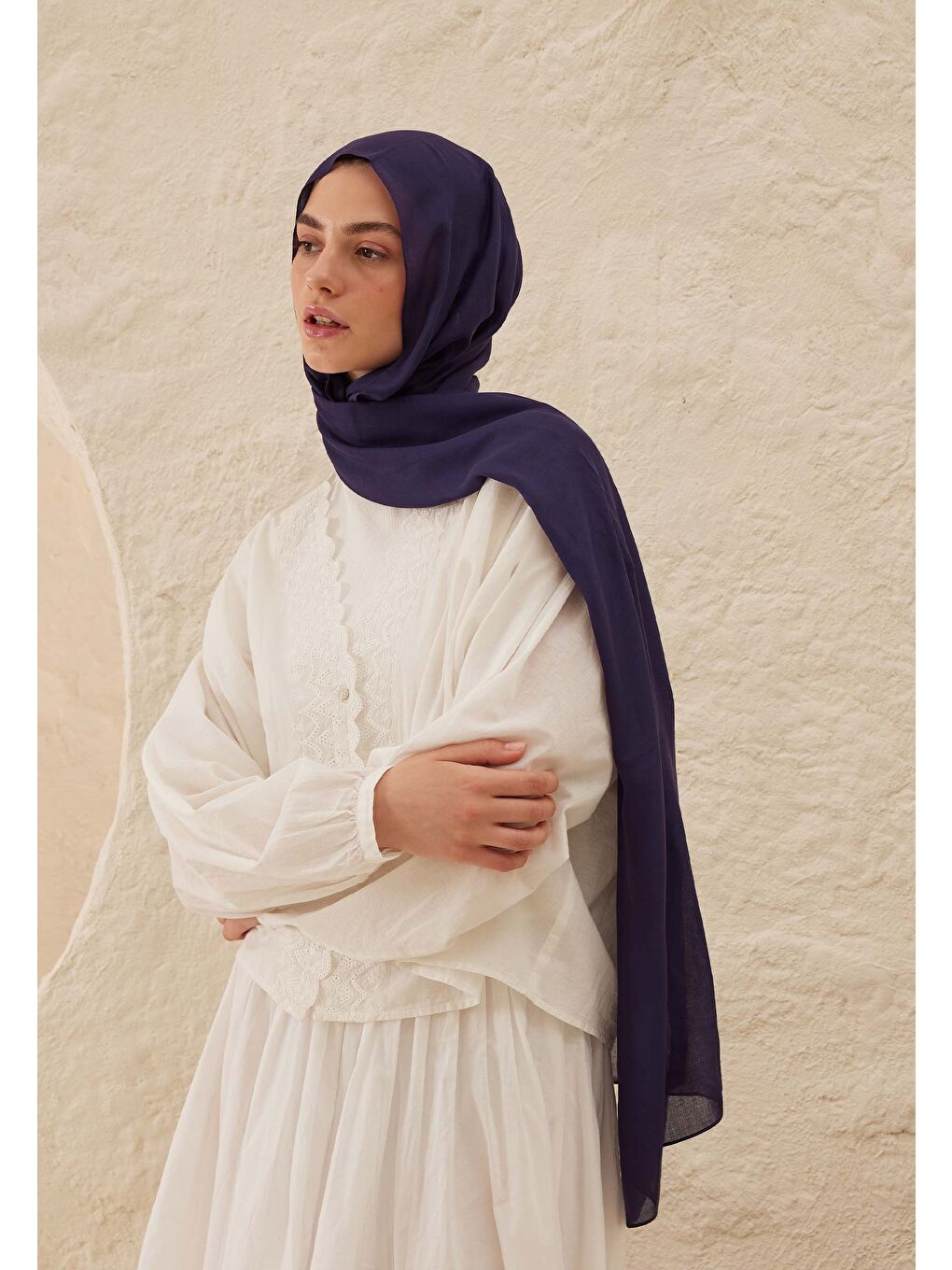 Rami Viskon Şal Patlıcan Moru-1