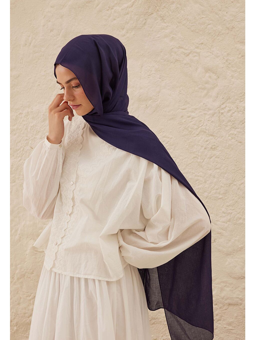 Rami Viskon Şal Patlıcan Moru-2