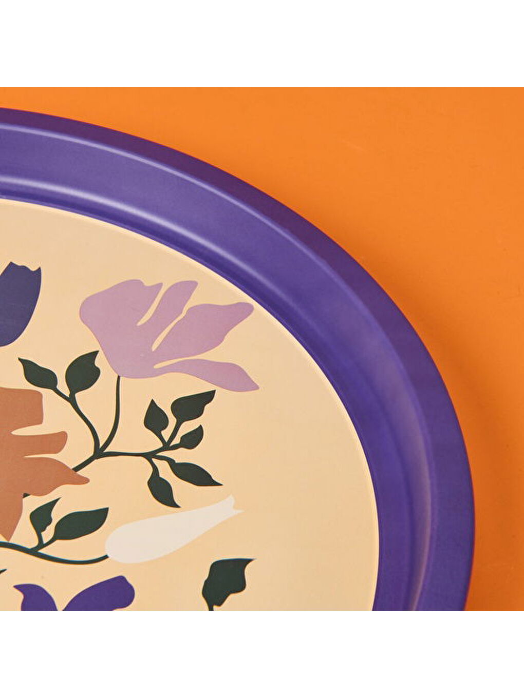 Çiçekli Tepsi - Mor - 35 cm-3