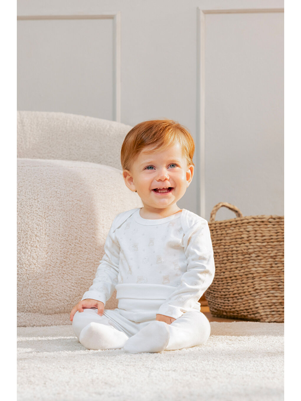 Ekru Unisex Bebek 2'li Patikli Pantolon-1