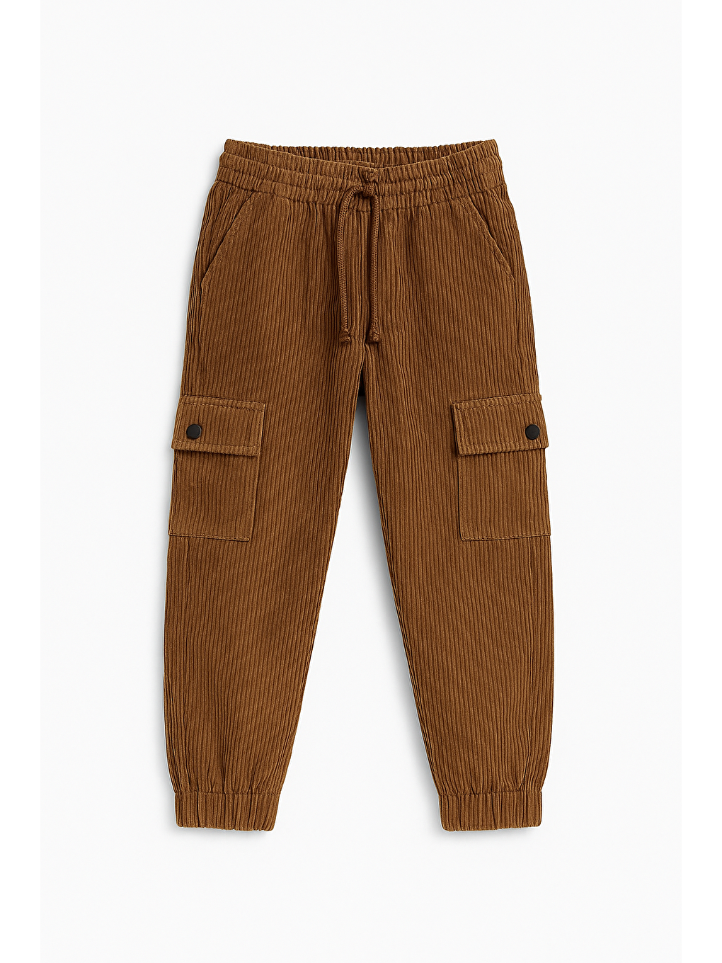 Erkek Çocuk Kahverengi Kadife Kargo Cepli Lastikli Pantolon