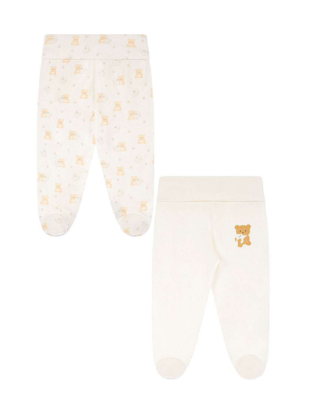 Ekru Unisex Bebek 2'li Patikli Pantolon-2