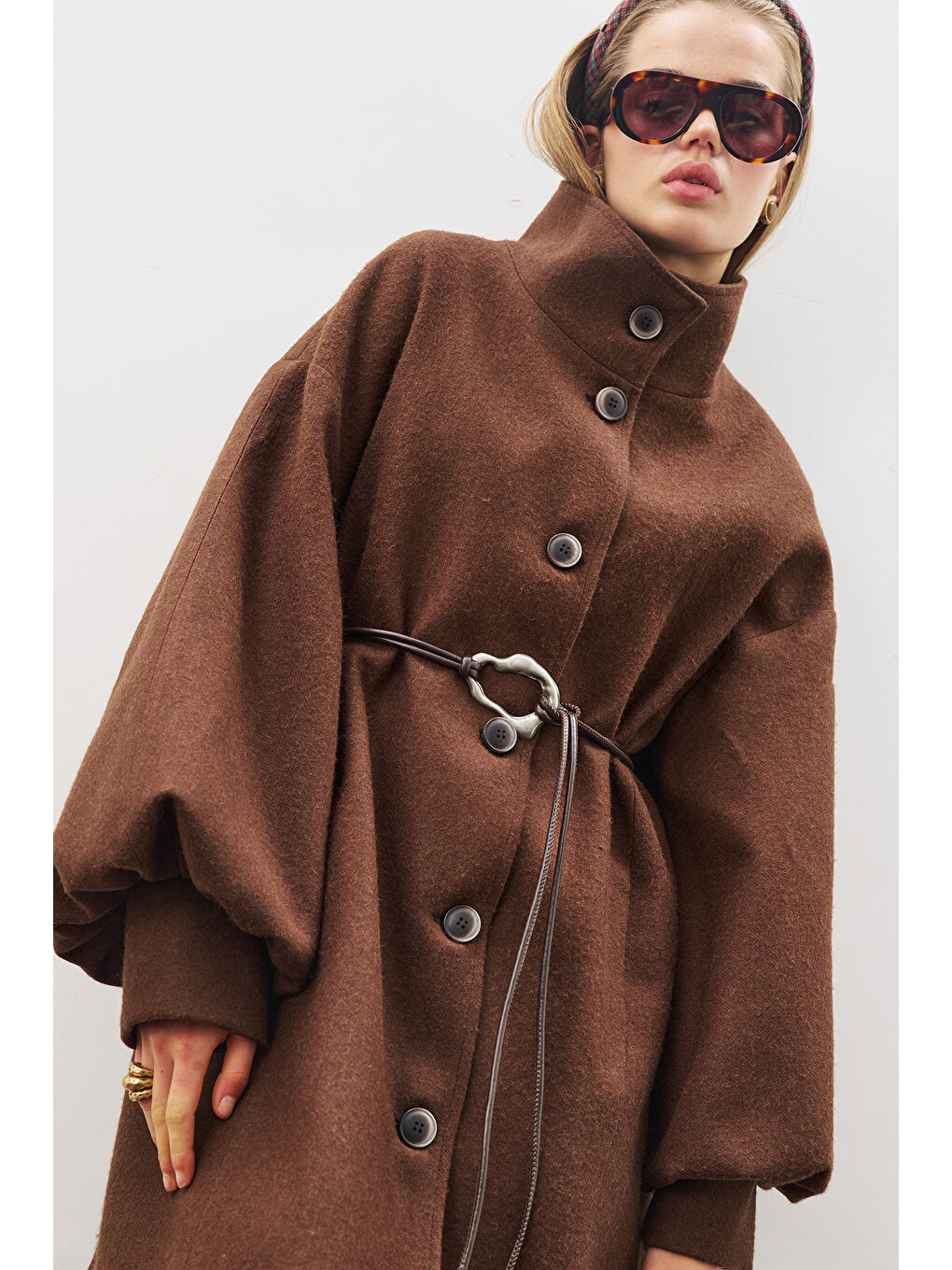 Geniş Tokalı Kordon Kemer Kahverengi-1