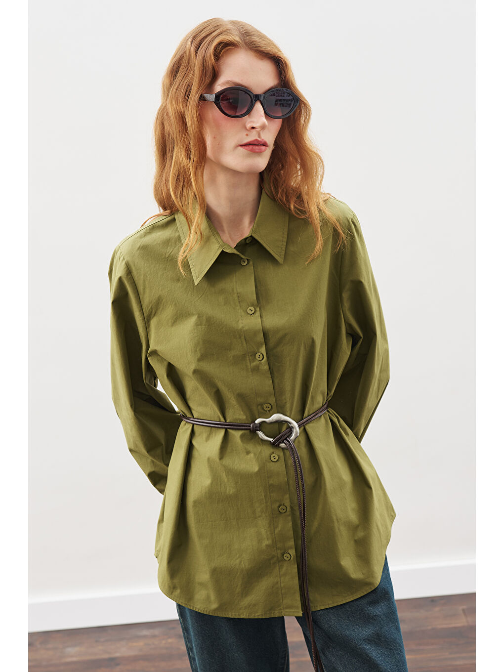 Geniş Tokalı Kordon Kemer Kahverengi-3