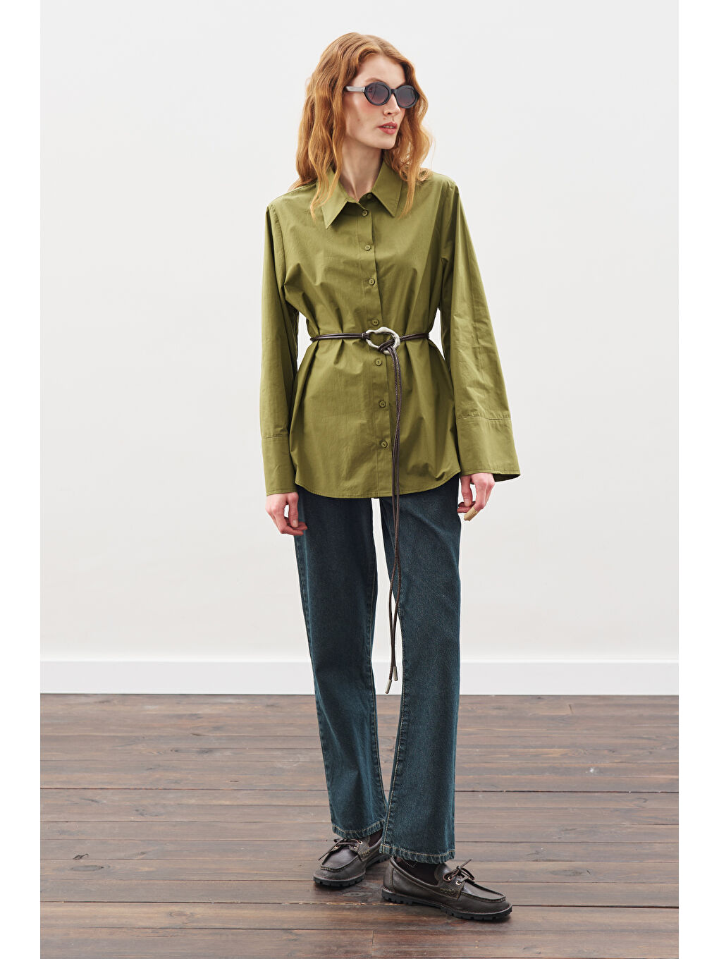 Geniş Tokalı Kordon Kemer Kahverengi-4