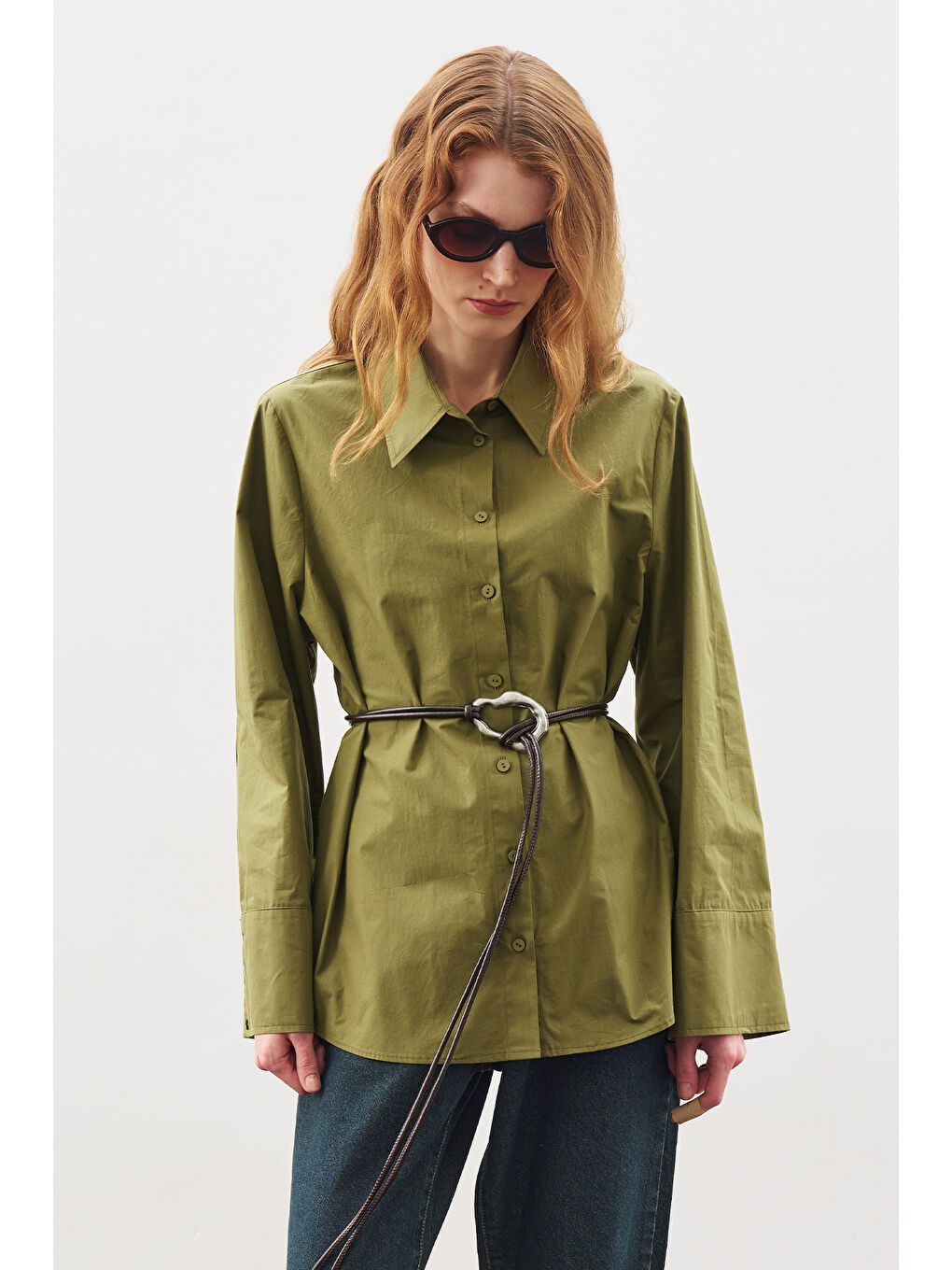 Geniş Tokalı Kordon Kemer Kahverengi-5