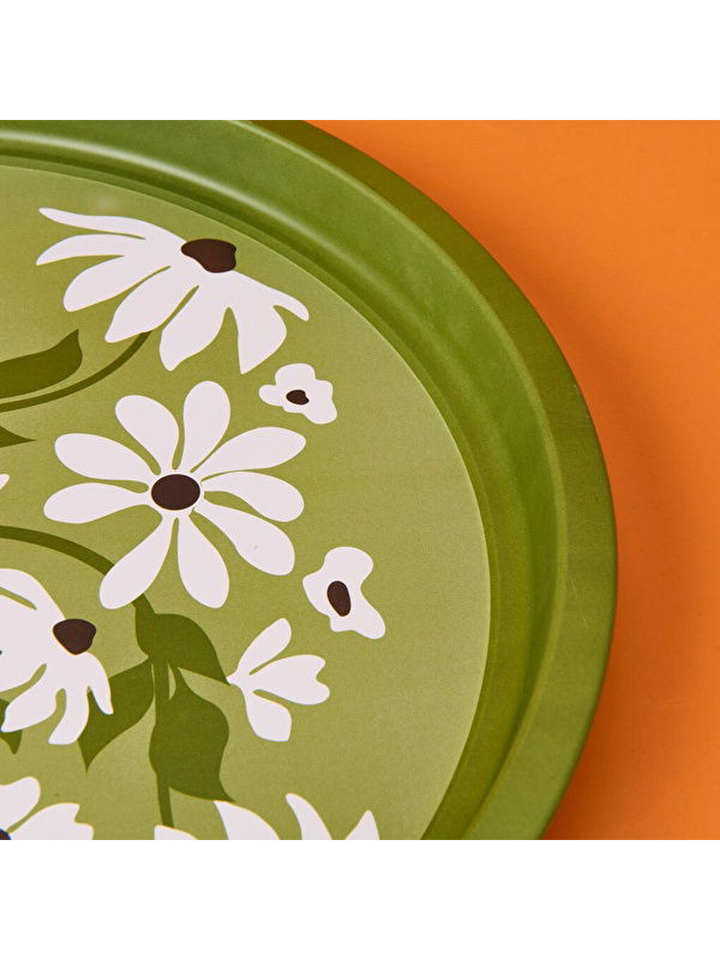 Çiçekli Tepsi - Yeşil - 35 cm-2