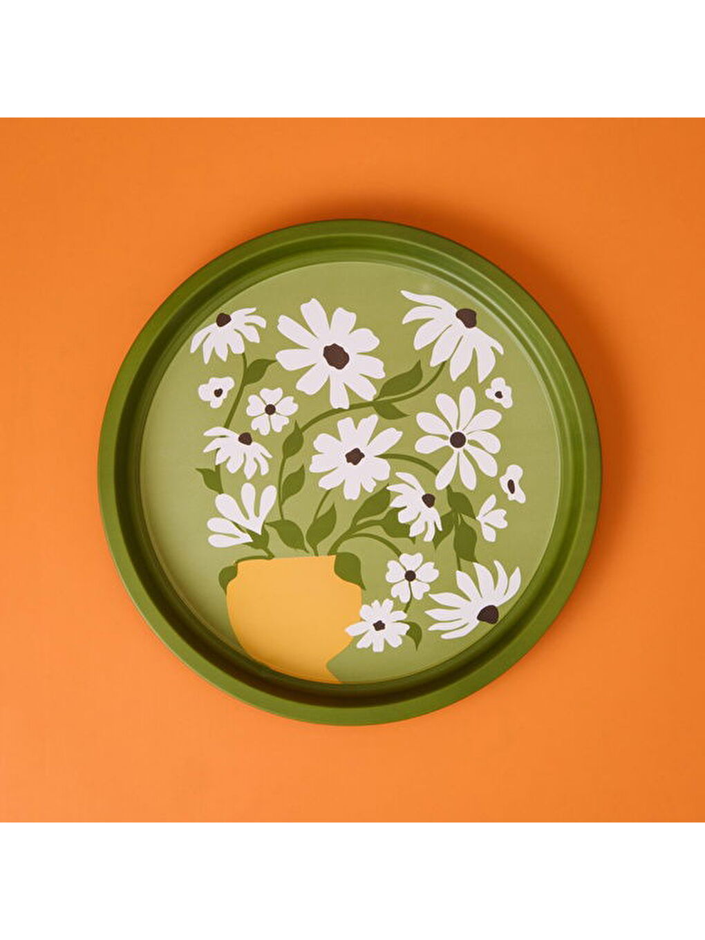 Çiçekli Tepsi - Yeşil - 35 cm-3