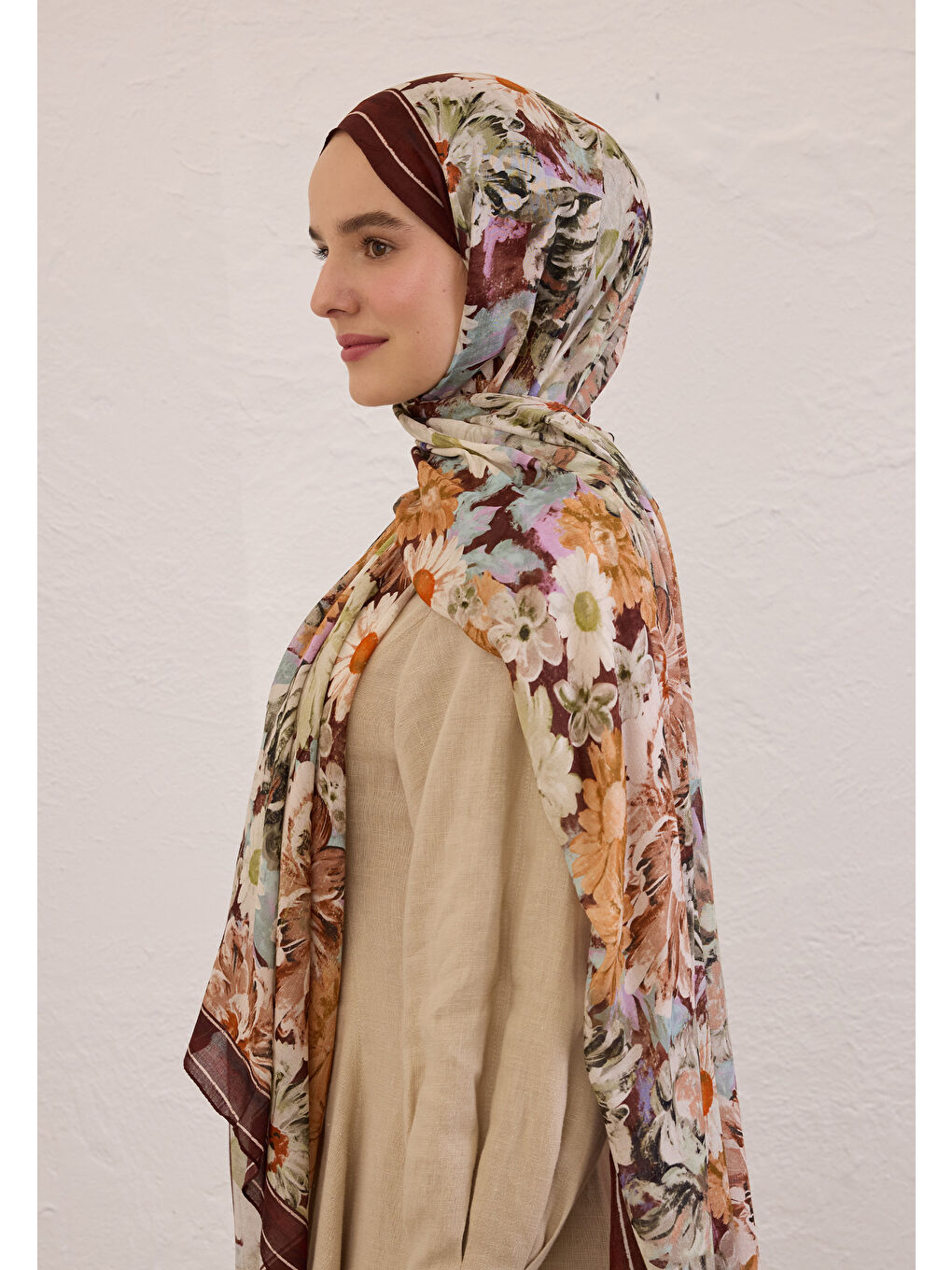 Jasmıne Joy Desen Rami Şal Bordo-2