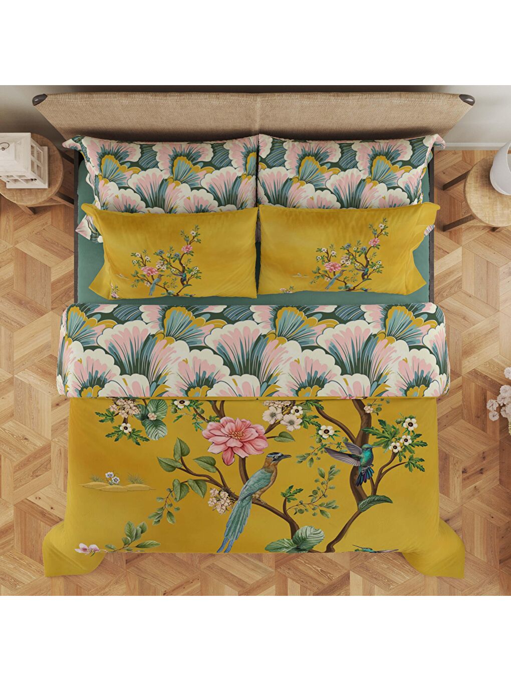 Karışık Baskılı,Desenli Çift Kişilik Nevresim Takımı (ÇARŞAFSIZ) 200x220 cm