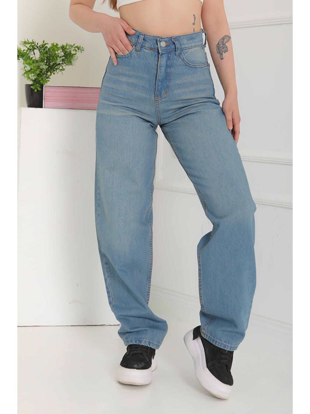 Baggy Jean Pantolon Mavi tint   27098-2