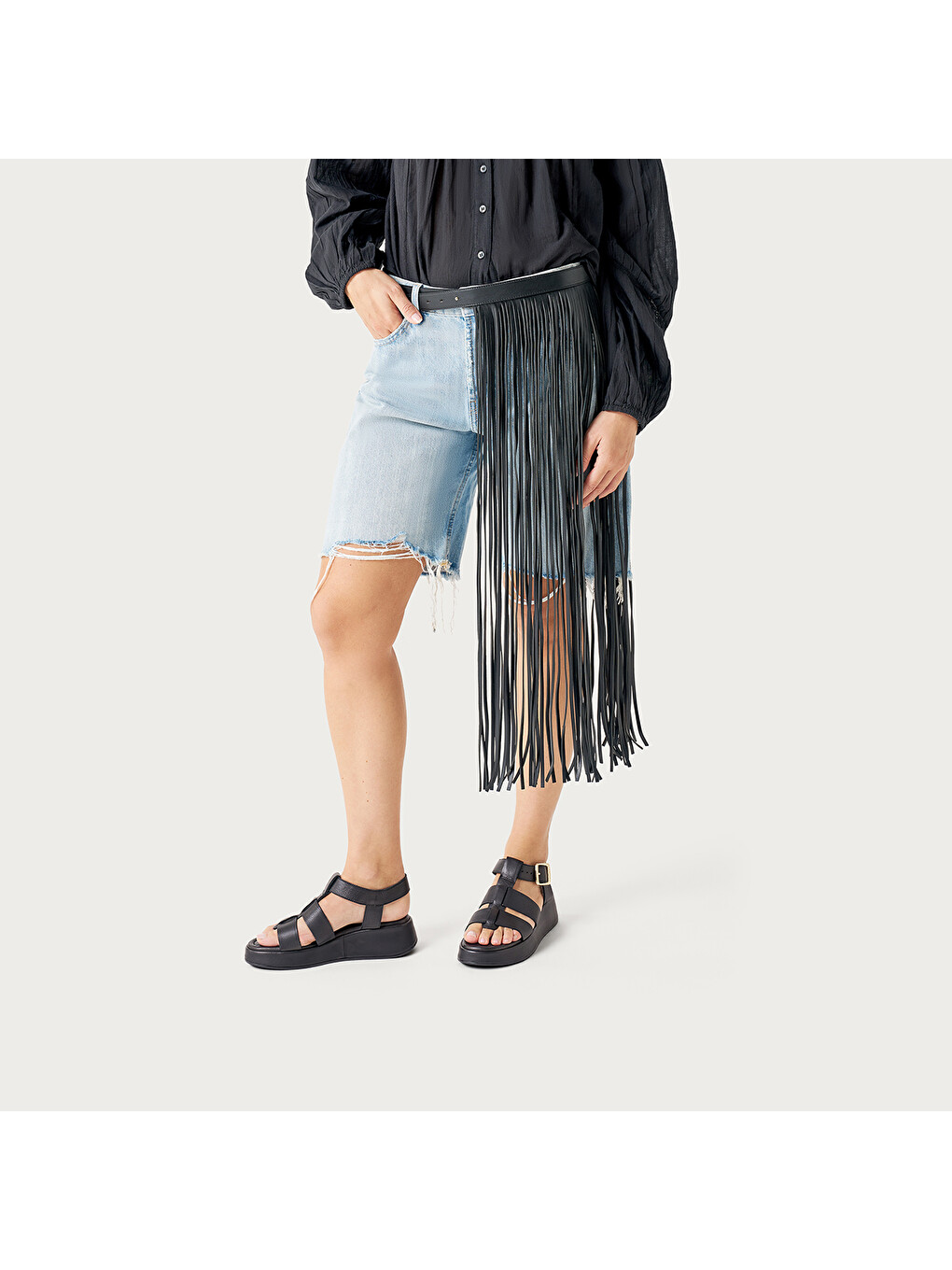 Siyah Kadın Sandalet 04M5 LEATHER GLADIATOR SANDALS-5